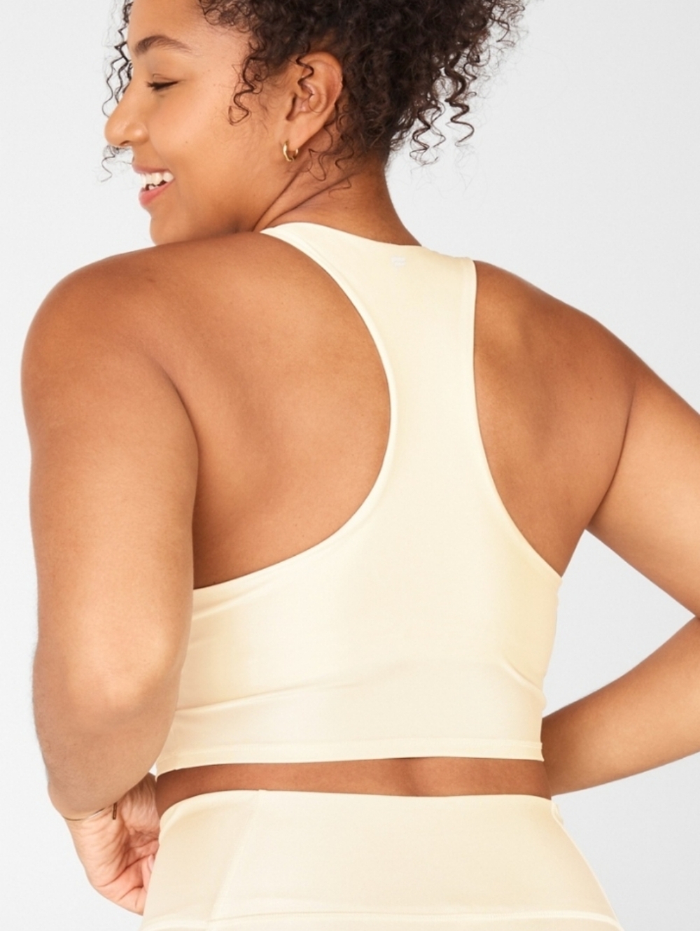 Fabletics Light Beige Racerback Tank Crop Top - Picture 2 of 6